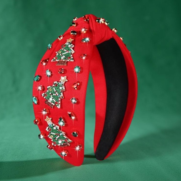 Christmas Headbands Festive Red Headband with Christmas Tree Embellishme… - Picture 9 of 16